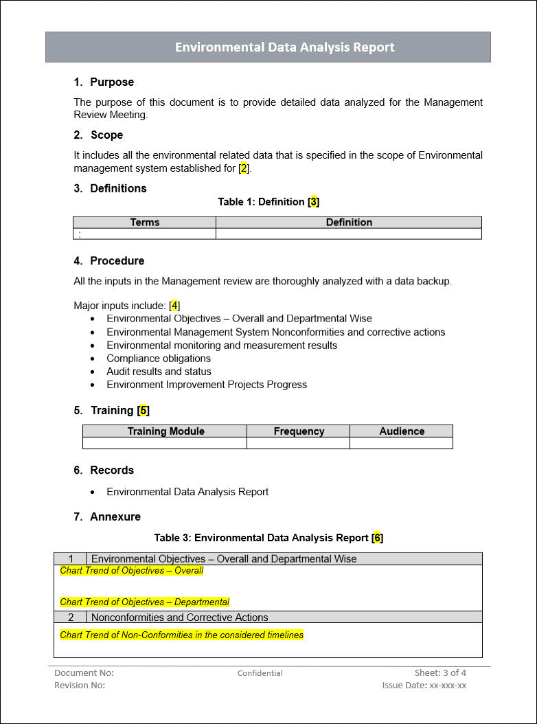 Environment data analysis report, Environment data analysis