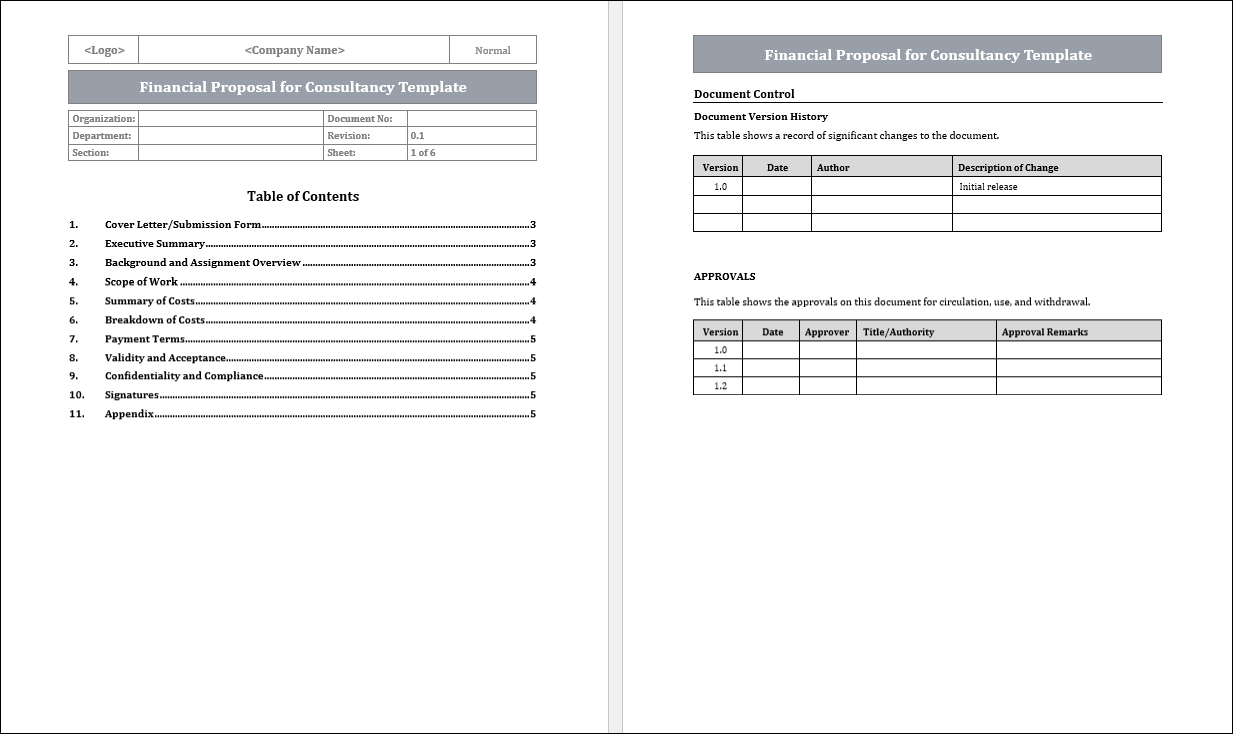 Financial Proposal for Consultancy Template Free Download