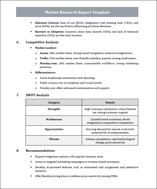 Market Research Report Template Free Download