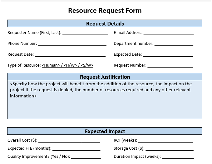 Resource Request Form Template