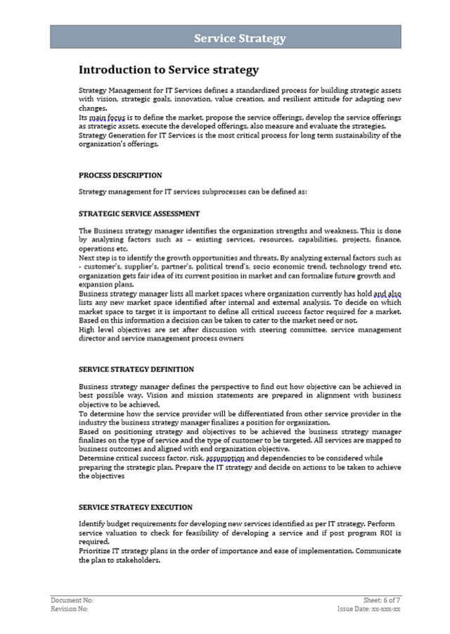 service strategy template, service strategy