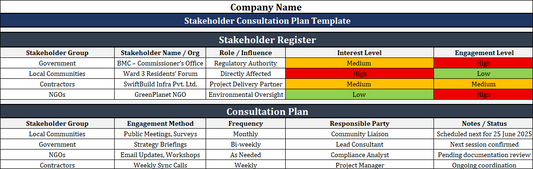 Stakeholder Consultation Plan Template