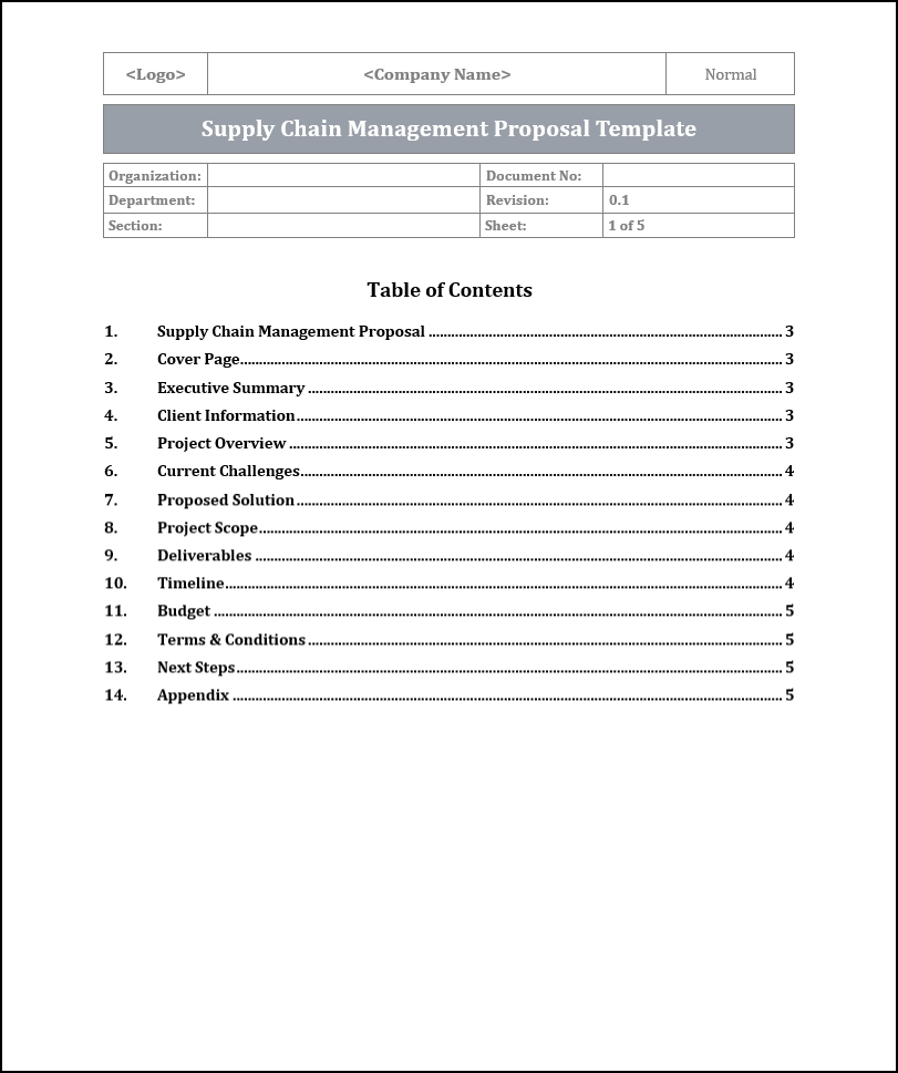 Supply Chain Management Proposal Template Free Download