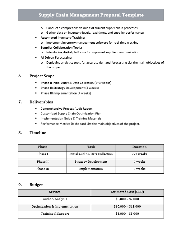 Supply Chain Management Proposal Template Free Download