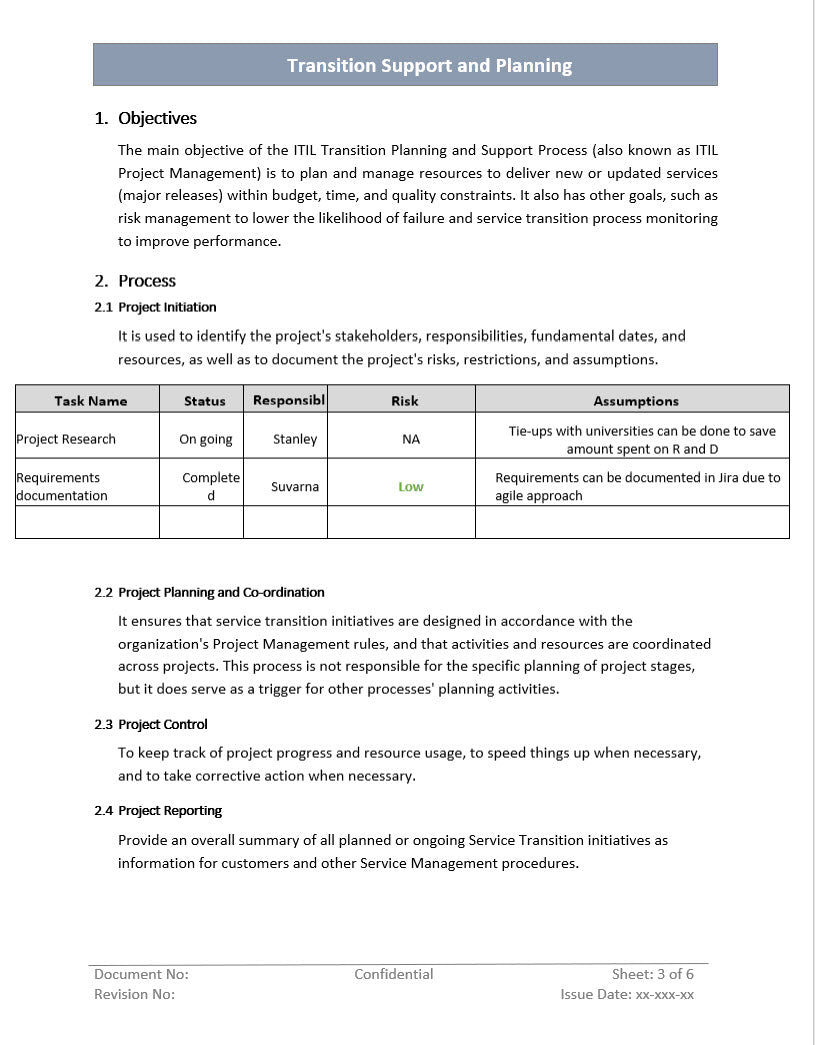 Transition support
