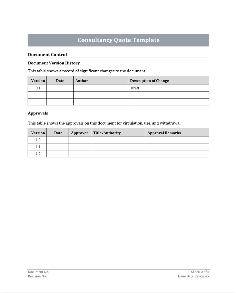 Consultancy Quote Template Free Download