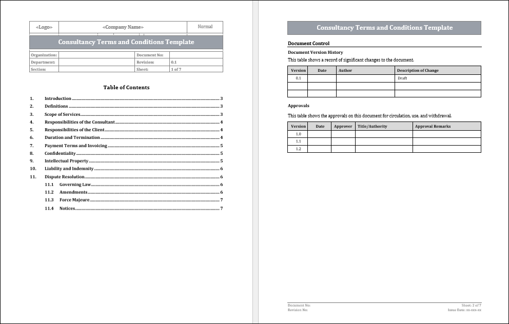 Consultancy Terms And Conditions Template Free Download