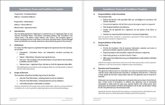 Consultancy Terms And Conditions Template Free Download