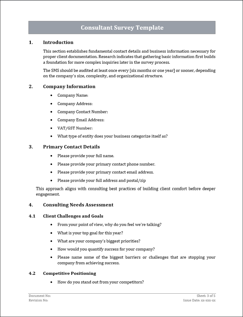 Consultant Survey Template Free Download