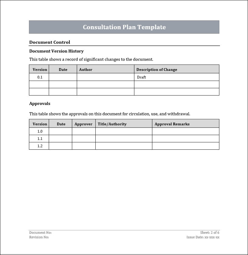 Consultation Plan Template Free Download