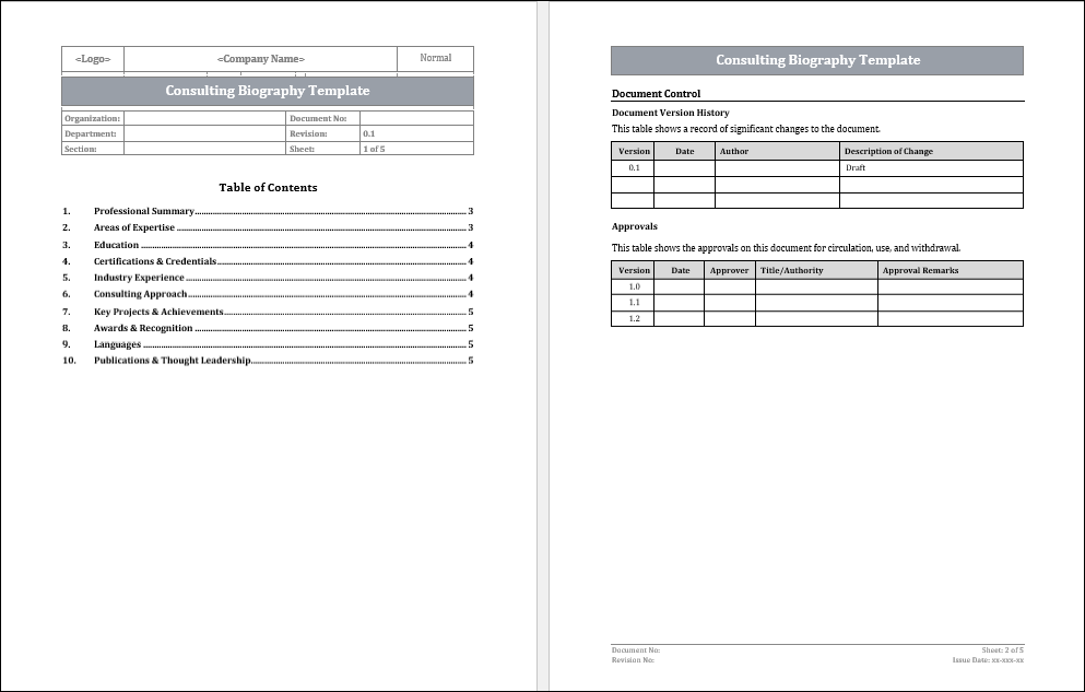 Consulting Biography Template Free Download