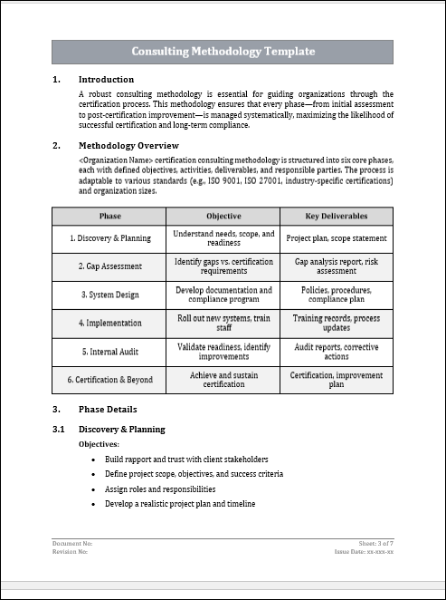 Consulting Methodology Template Free Download
