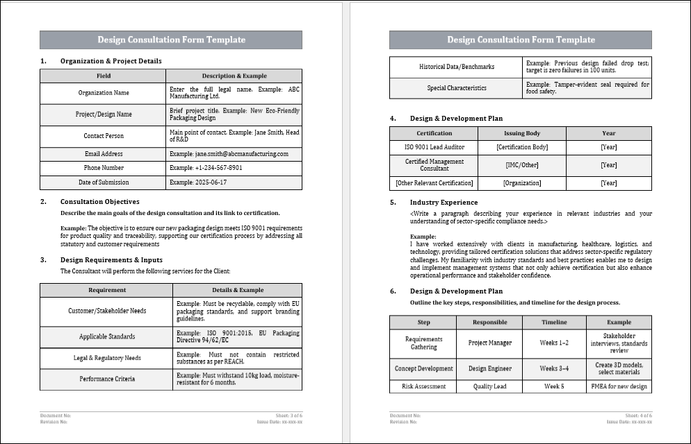 Design Consultation Form Template Free Download