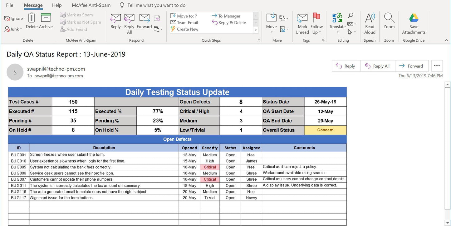 Mail Status Update