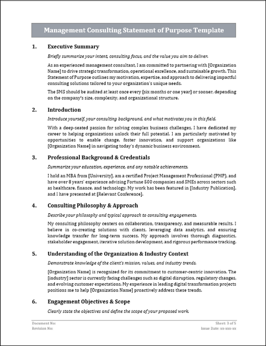 Management Consulting SOP Template Free Download