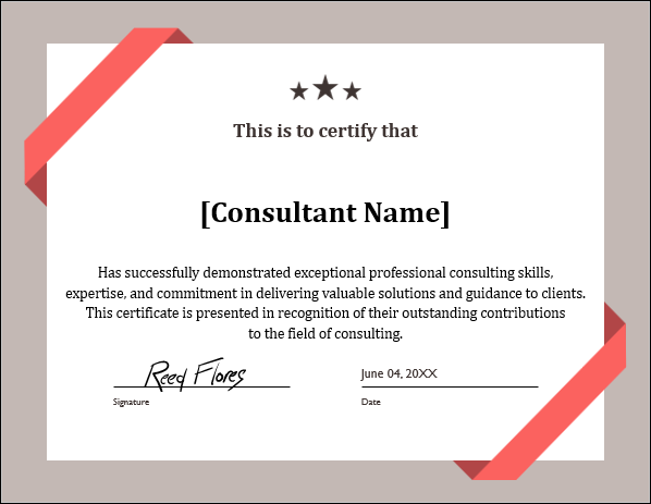 Professional Consultants Certificate Template Free Download