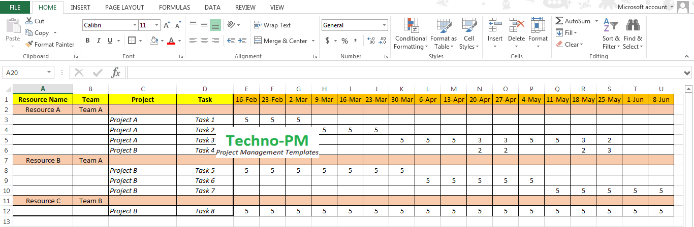 Resource Plan Template Excel