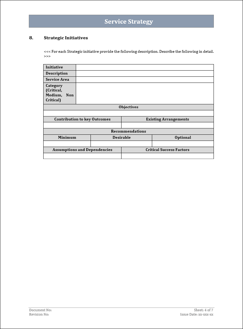 service strategy template, service strategy