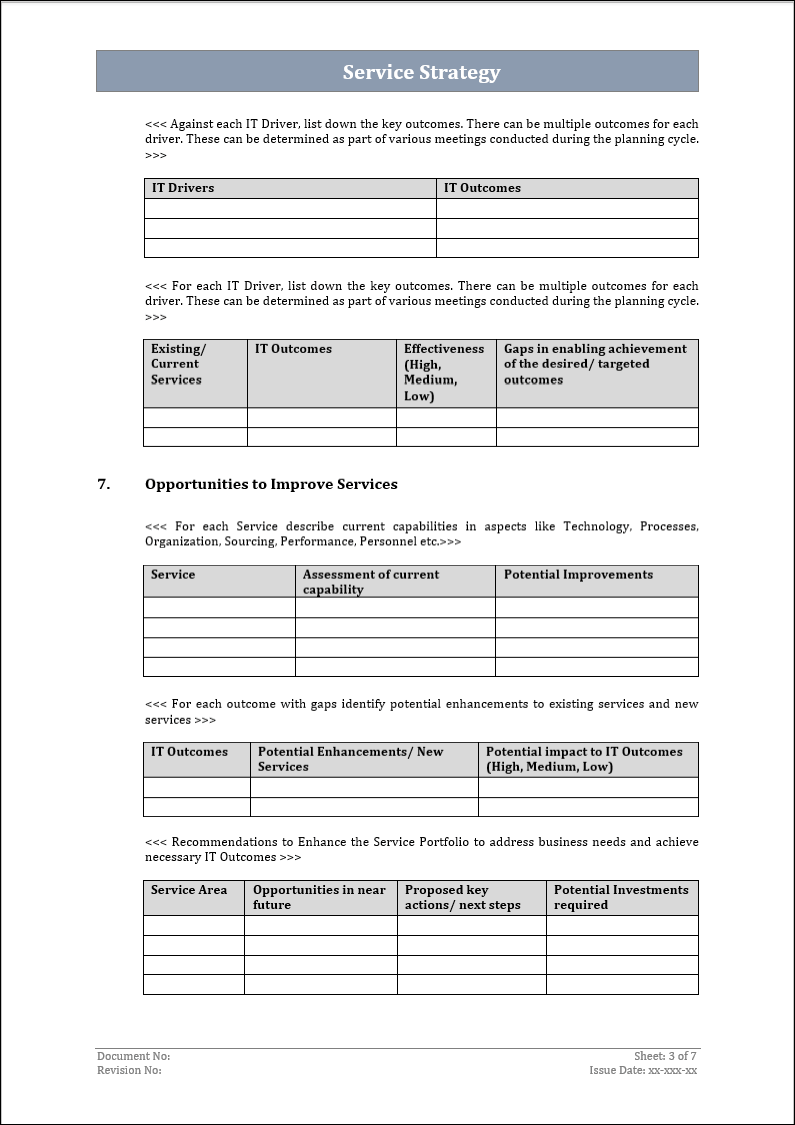 service strategy template, service strategy
