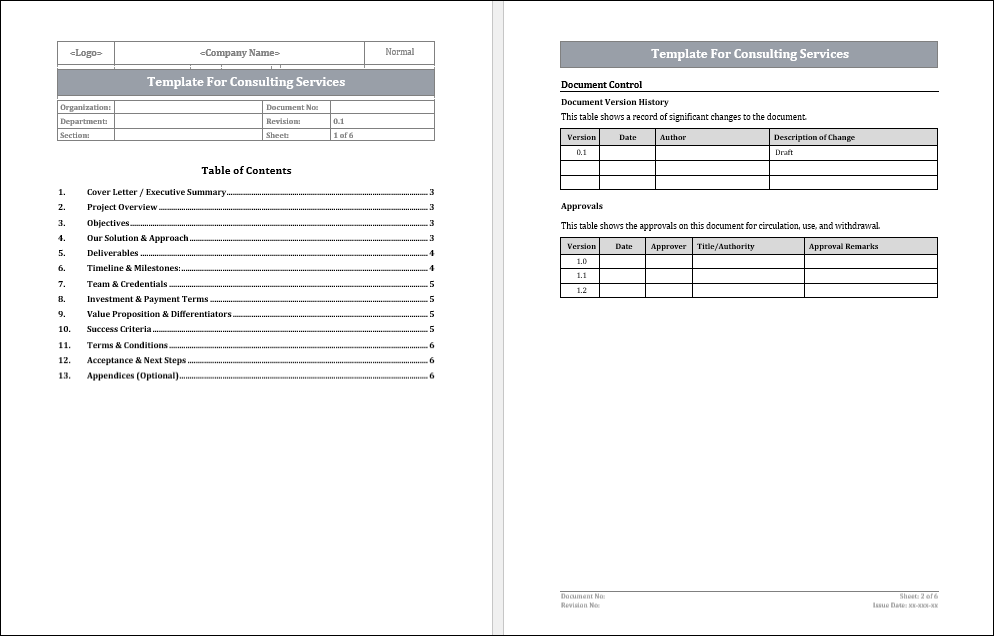 Template for Consulting Services Free Download