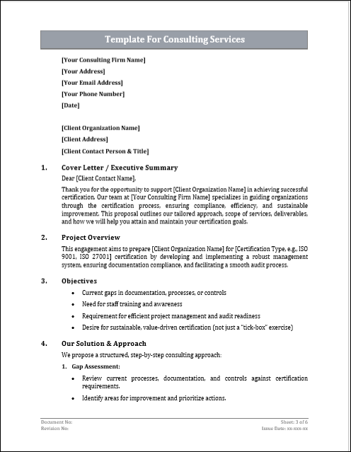 Template for Consulting Services Free Download