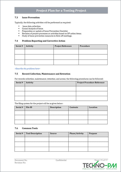 Project Plan for a Testing Project