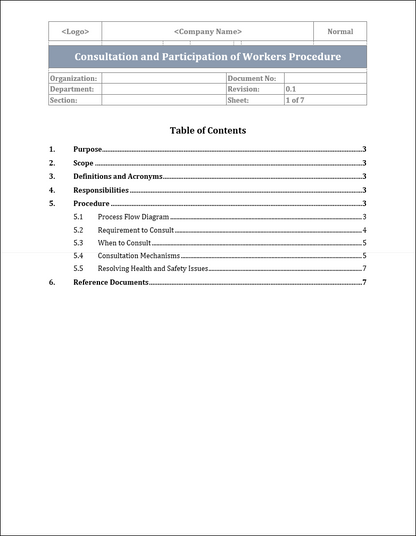 ISO 45001 - Consultation and Participation of Workers Procedure