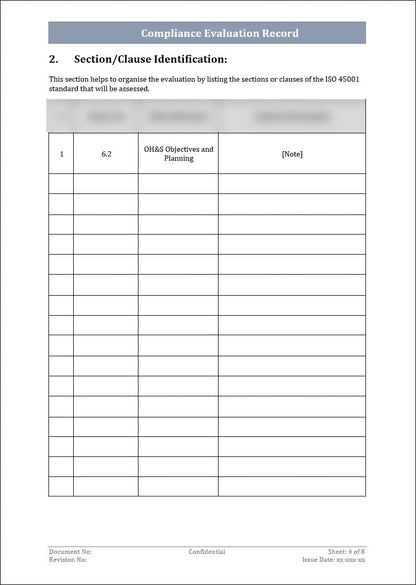 ISO 45001 - Compliance Evaluation Record