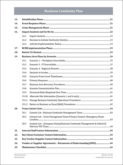 ISO 22301 Documentation Toolkit for Business Continuity