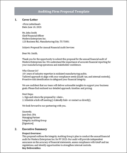 Auditing Firm Proposal Template Free Download