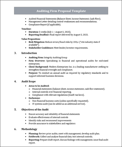 Auditing Firm Proposal Template Free Download