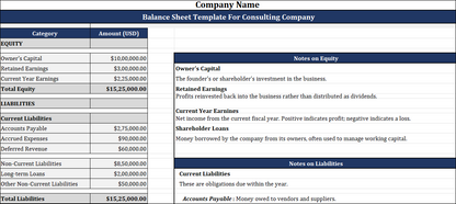 Balance Sheet Template For Consulting Company Free Download