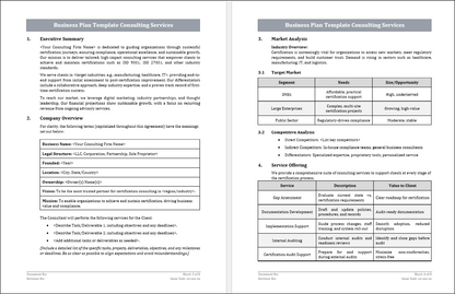 Business Case Template Consulting Free Download