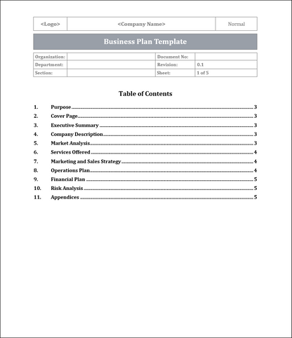 Business Plan Template Free Download