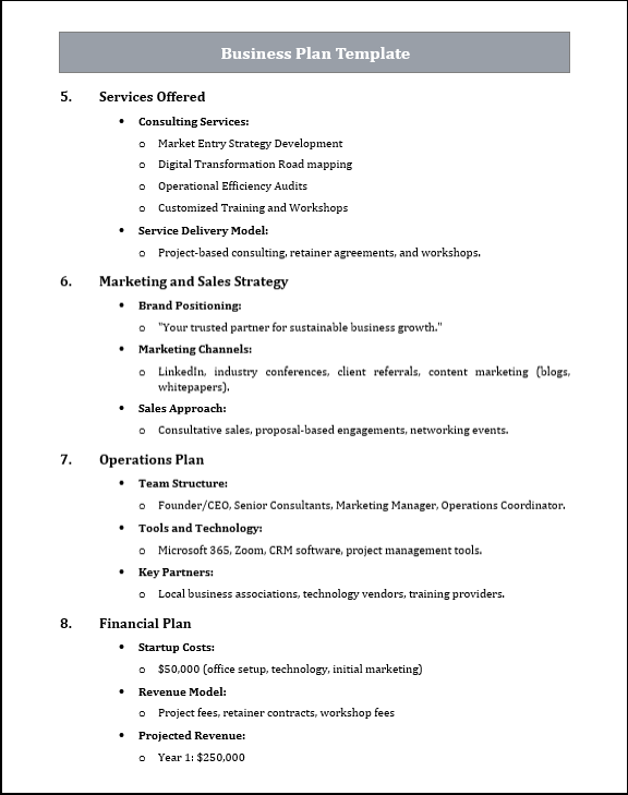 Business Plan Template Free Download