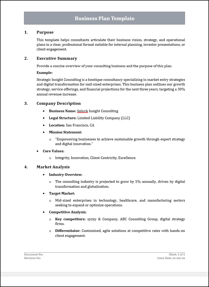 Business Plan Template Free Download
