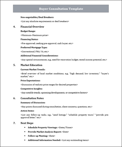 Buyer Consultation Template Free Download