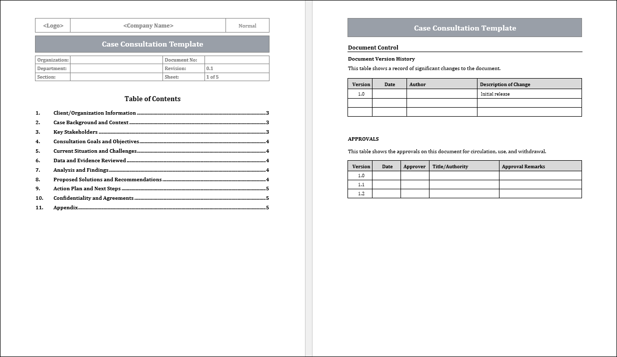 Case Consultation Template Free Download