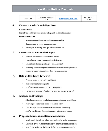 Case Consultation Template Free Download