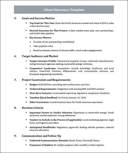 Client Discovery Template Free Download