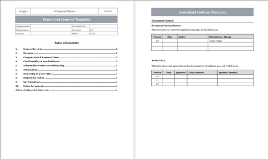 Consultant Contract Template Free Download