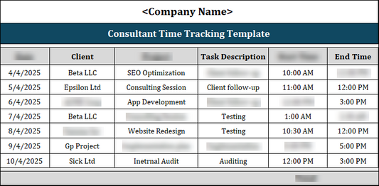 Consultant Time Tracking Template Free Download