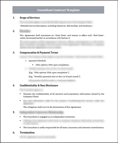 Consultant Contract Template Free Download