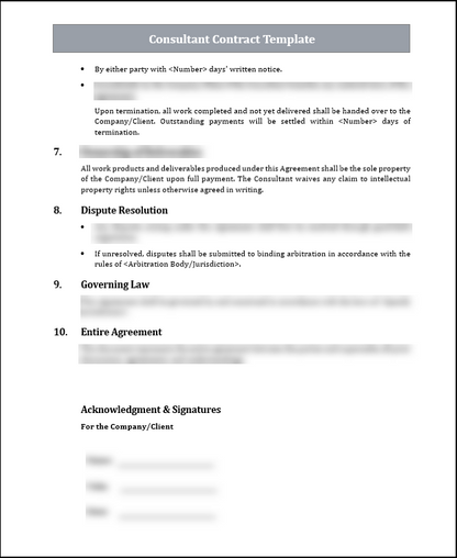 Consultant Contract Template Free Download