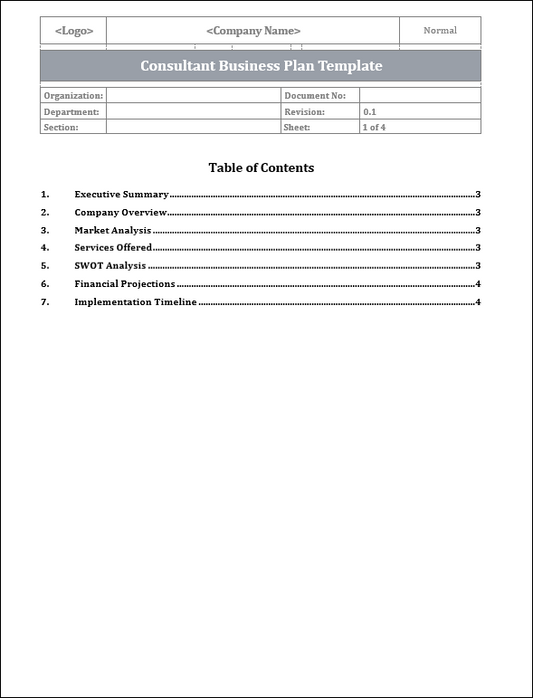 FREE Consultant Business Plan Template 