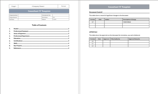 Consultant CV Template Free Download