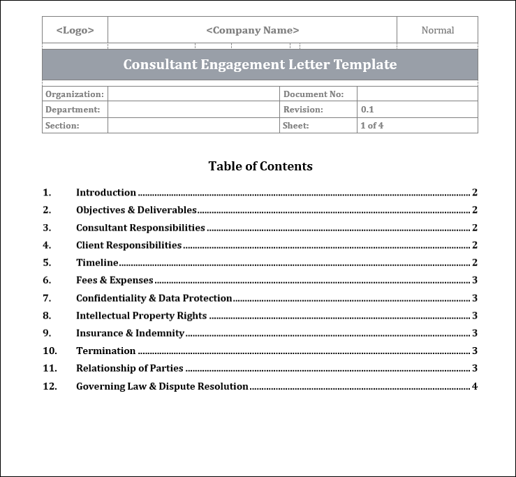 Consultant Engagement Letter Template Free Download