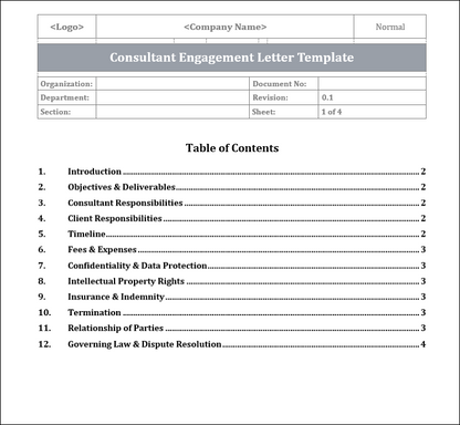 Consultant Engagement Letter Template Free Download
