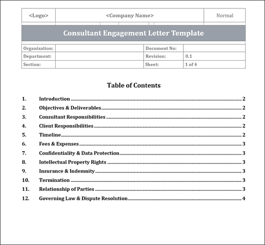 Consultant Engagement Letter Template Free Download