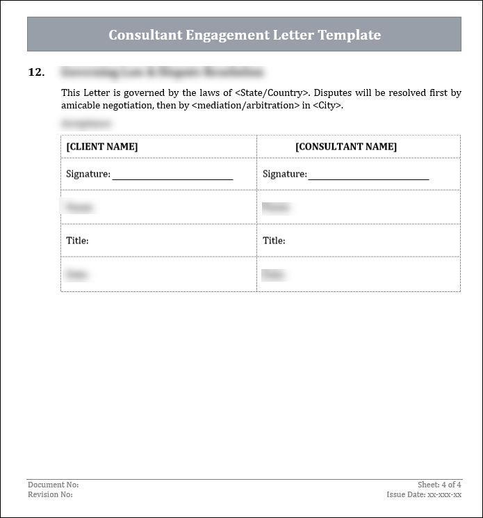 Consultant Engagement Letter Template Free Download